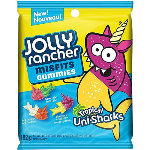 Jolly Rancher Misfits Gummies Uni-Sharks Peg Bag 10x182g
