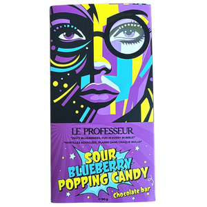 Le Professeur Sour Blueberry Popping Candy Chocolate Bar 12X90G dimarkcash&carry