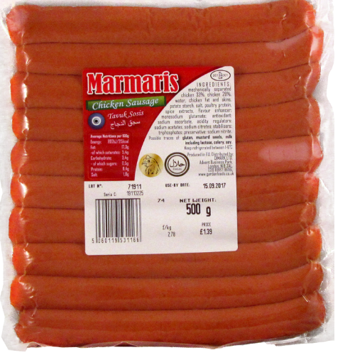 Marmaris Chicken Sausage (pm £2.29) 10x500g (CASE) dimarkcash&carry