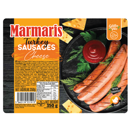 Marmaris Turkey Cheese Sausages Halal 12X350G dimarkcash&carry