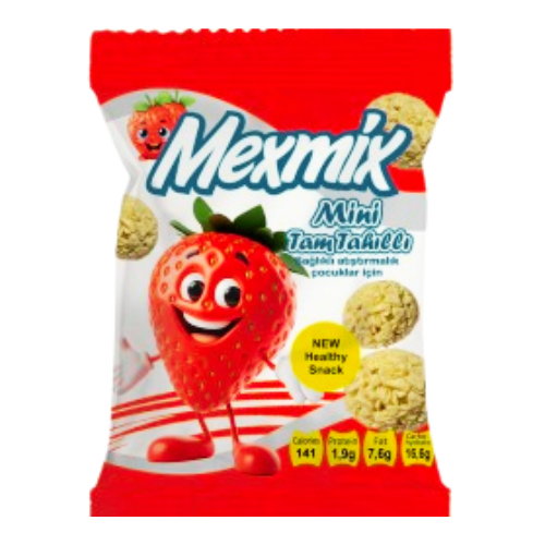 Mexmix Mini Cookies Strawberry (Tahilli) 24X28G dimarkcash&carry