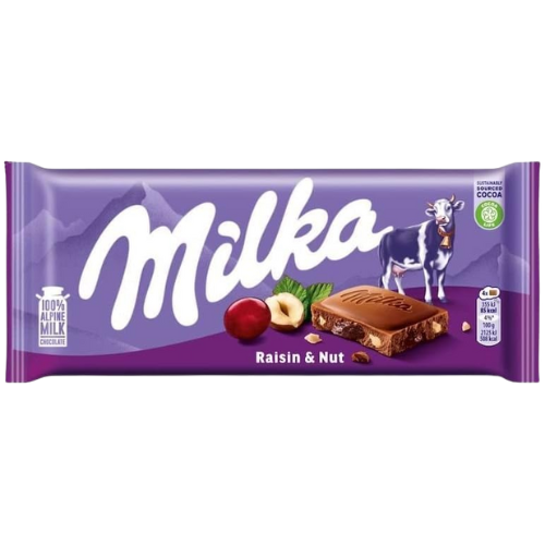 Milka Raisin And Nuts Chocolate Bar 23X90G dimarkcash&carry
