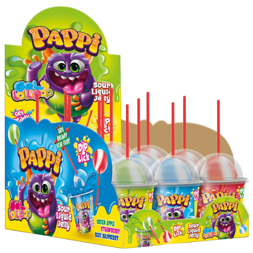 Pappi Sour Liquid Jelly Lollipop 12X45G