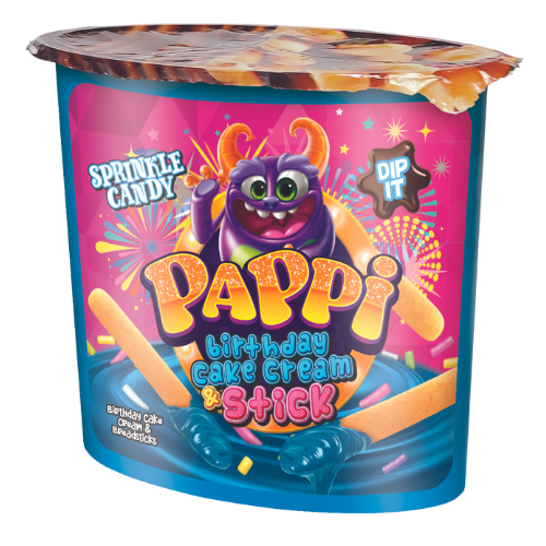 Pappi Birthday Cake Cream & Sticks 24X55G dimarkcash&carry