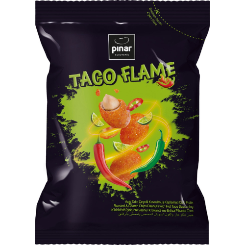Pinar Coated Peanuts Taco Flame 26X100G dimarkcash&carry
