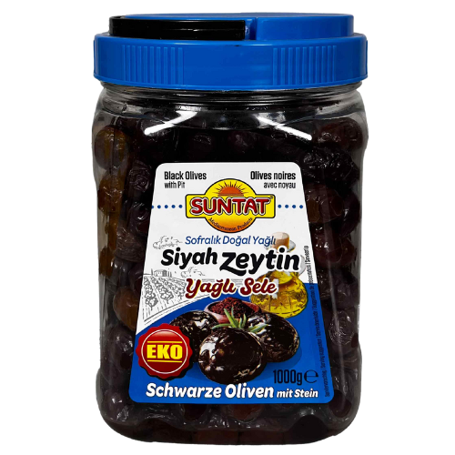 Suntat Black Olives Yagli Sele (351-410) Blue Pet 6X1Kg