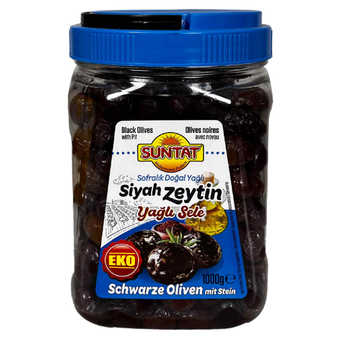 Suntat Black Olives Yagli Sele (351-410) BLUE PET 6x1kg