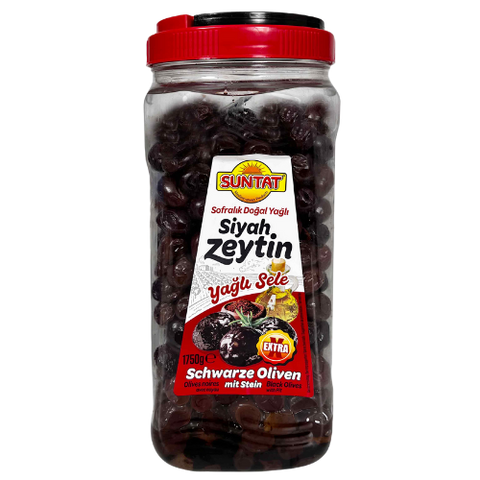 Suntat Black Olives Yagli Sele (291-350) Red Pet 6X1750G