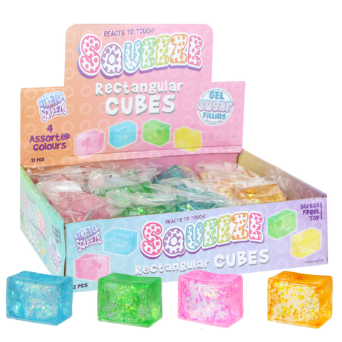 Squeezy Cube W/Sugar & Sparkle 12Pcs 4 Mixed Flavours dimarkcash&carry