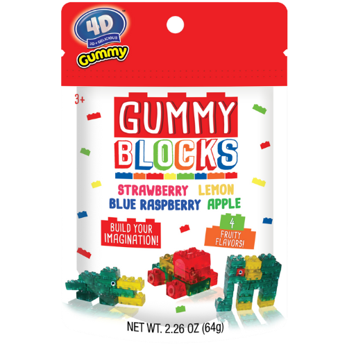 4D Gummy Blocks Peg Bag 8X64G