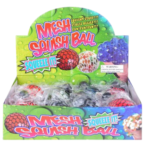 Ball W/mesh And Beads Sqeeze 12pcs