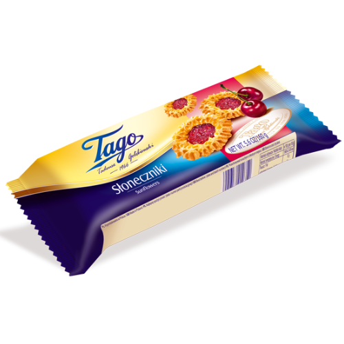Tago Sunflower Cookies with Cherry Filling 24x160g dimarkcash&carry