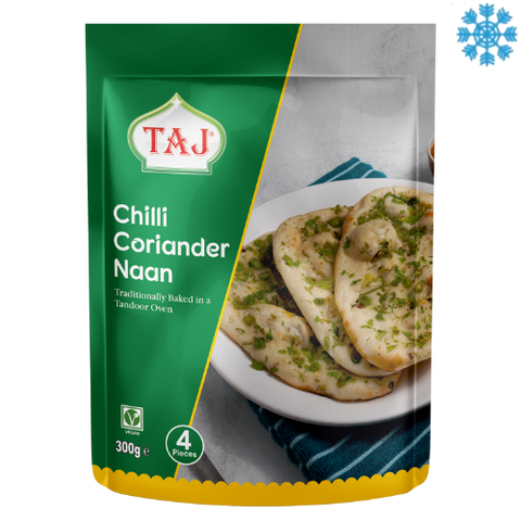 Taj Chilli & Corıander Naan 12X300G (4Pcs) - Collection Only Frozen Product dimarkcash&carry