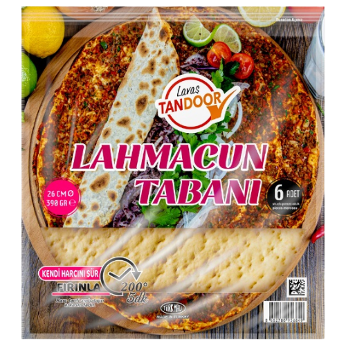 Tandoor Turkish Pizza Base 6unit 26cm (Lahmacun tabani) 18x390g dimarkcash&carry