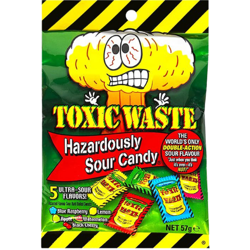 Toxic Waste Hazardously Sour Candy Bags 12x57g dimarkcash&carry