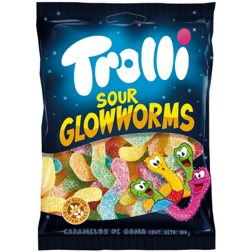 Trolli Sour Glowworms Bag 24x100g dimarkcash&carry