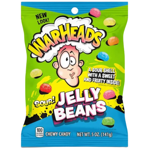 Warheads Sour Jelly Beans Peg Bag 12X141G (5Oz)