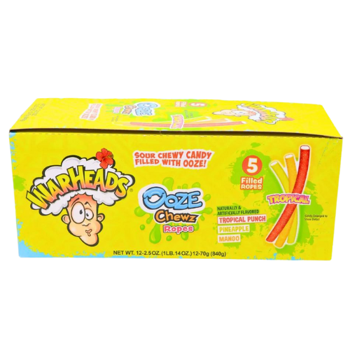 Warheads Ooze Chewz Tropical Ropes 12X70G (2.5Oz) dimarkcash&carry