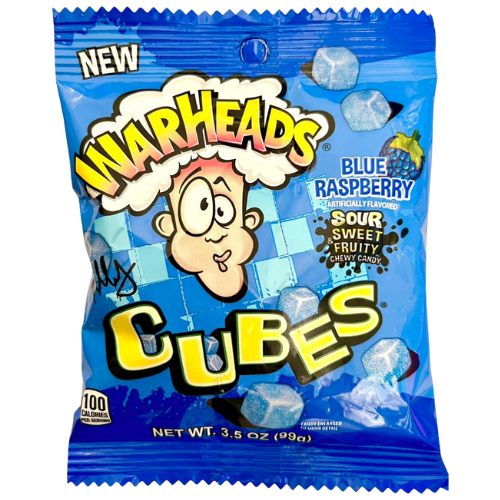 Warheads Cubes Blue Raspberry (Bag) 12X99G (3.5Oz) dimarkcash&carry