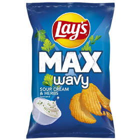 Lays Max Wavy Sour Cream & Herbs 24x120g dimarkcash&carry