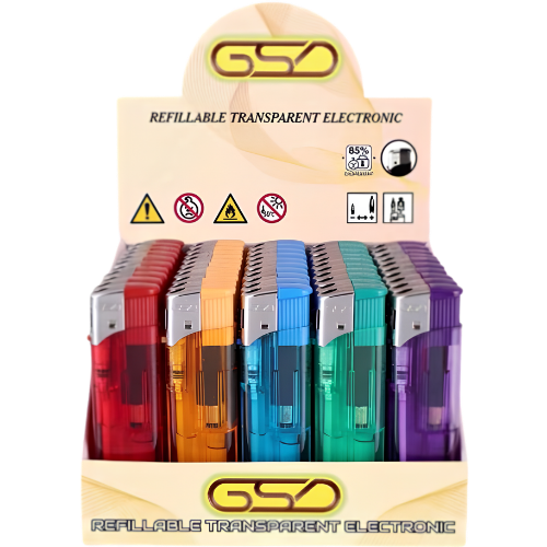 GSD Transparent Electronic Lighters 50pack dimarkcash&carry