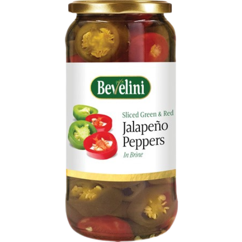 Bevelini Sliced Green & Red Jalapeno Slices 6X480G