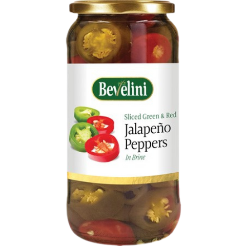 Bevelini Sliced Green & Red Jalapeno Slices 6X480G